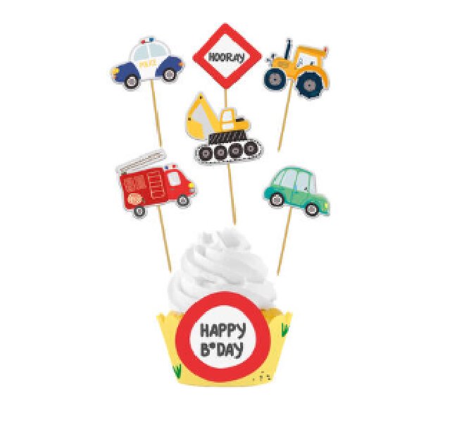Cupcake Deko Set Fahrzeuge, 12 tlg.