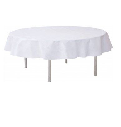 Runde Tischdecke, weiß - undurchsichtig