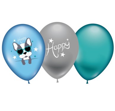 Luftballons Happy Dog / Hund, 6 Stck