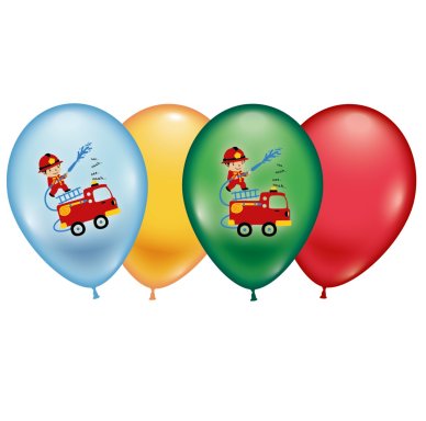 Luftballons mit Feuerwehr Design, 6 Stck