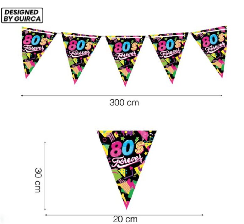 Wimpelkette zur 80er Jahre Party