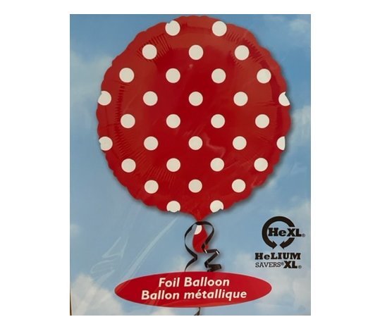 Folienballon Rot mit weien Punkten