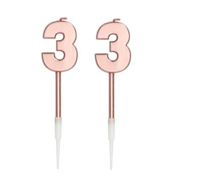 Kerze Zahl 33 Rosegold Metallic