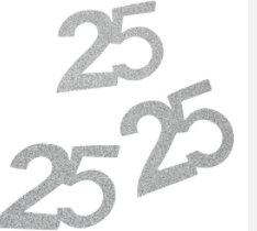 Jubilumszahl 25, silber