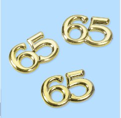 Streuteile Zahl 65 gold - 4 Stck
