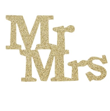 Schriftzug Mr. und Mrs. gold