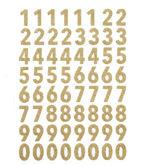 	                 Glitzer Sticker - gold - Zahlen