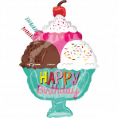 Folienballon Eisbecher Happy Birthday