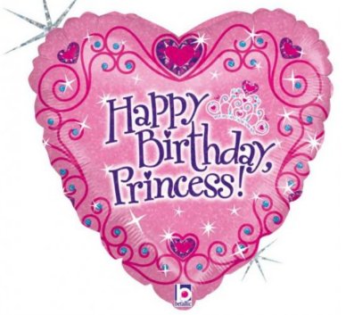 Ballon Happy Birthday Princess in Herzform