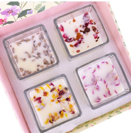 Duftkerze mit Blten, 1 Stck