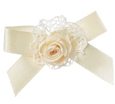 Schleife mit Blte, 5cm - creme - 15 Stck