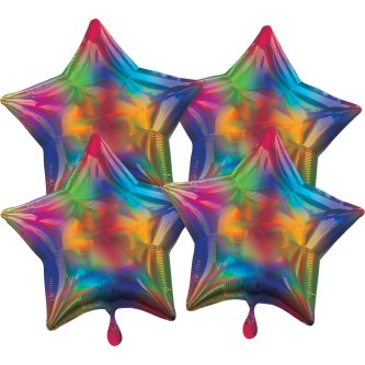 Multi-Pack Iridescent Rainbow Sterne, 4 Stck