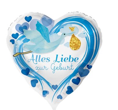 Folienballon Alles Liebe zur Geburt , blau