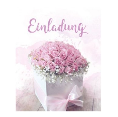 Einladungskarten Rosa Rosen, 5 Stck