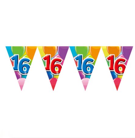 Wimpelkette Zahl 16, bunt, 10m