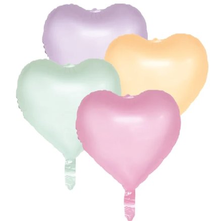 Folienballon Herzen,pastell, 4 Stck
