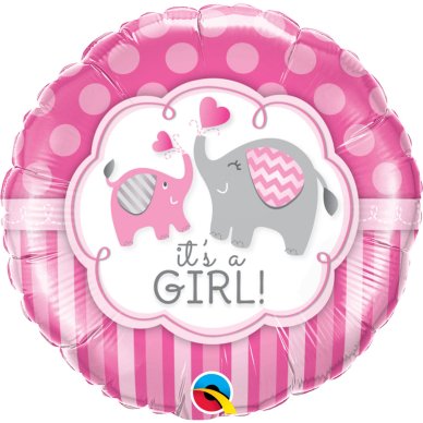 Rosafarbener Ballon Its a Girl, Elefant