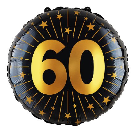 Folienballon Zahl 60 - gold/schwarz
