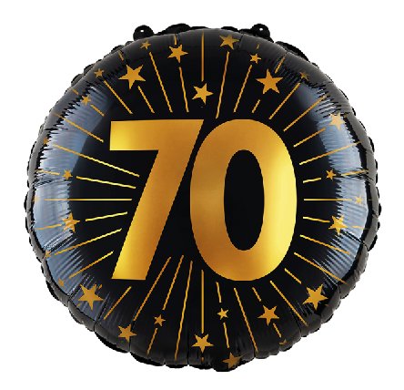 Folienballon Zahl 70 - gold/schwarz