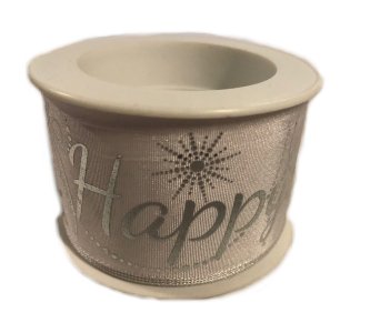 Geschenkband Happy, 5m - wei