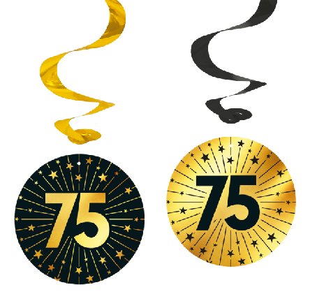 Swirl Girlanden zum 75. in gold/schwarz