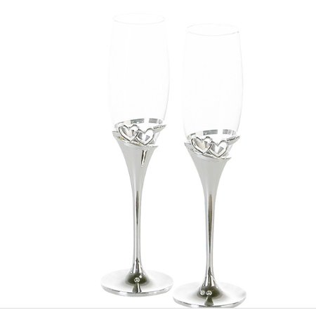 Champagner Glser, 2er Set - Herzen