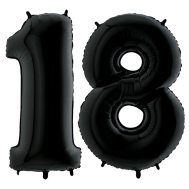 Riesenzahlen Folienballon 18, schwarz,100 cm