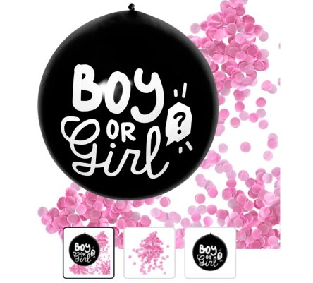 Latex Konfetti-Ballon Boy or Girl, rosa