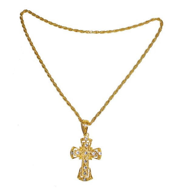 Halskette mit goldfarbenen Kreuz