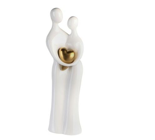 Hochzeitsfigur mit goldenem Herz, 39 cm