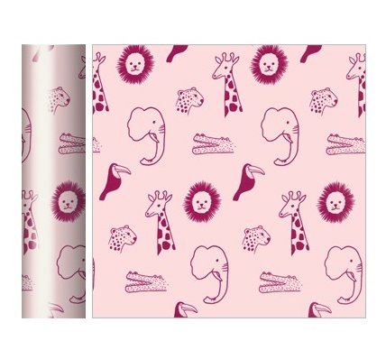 Geschenkpapier Baby rosa - Zootiere