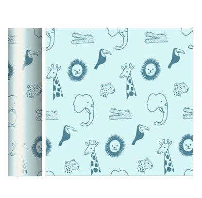 Geschenkpapier Baby blau - Zootiere