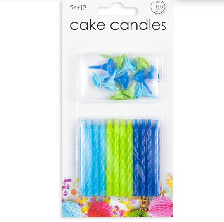 Tortenkerzen, 24 St�ck + 12 Halter blau/gr�n