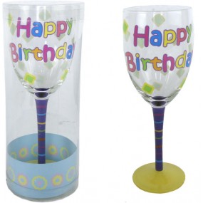 Happy Birthday Glas, handbemalt
