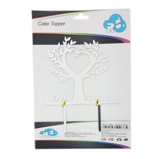 Cake Topper Herzbaum silber