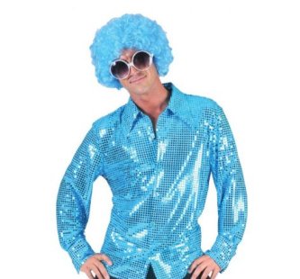 Disco Glitter Hemd, t�rkis 52/54