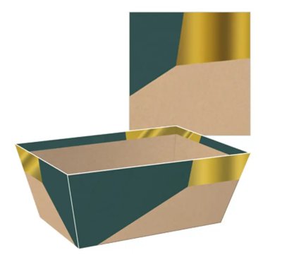 Prsentkorb - beige,grn,silber,gold
