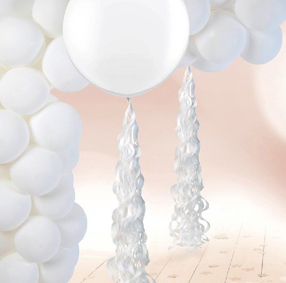 Spiral Tassel fr Ballons, wei