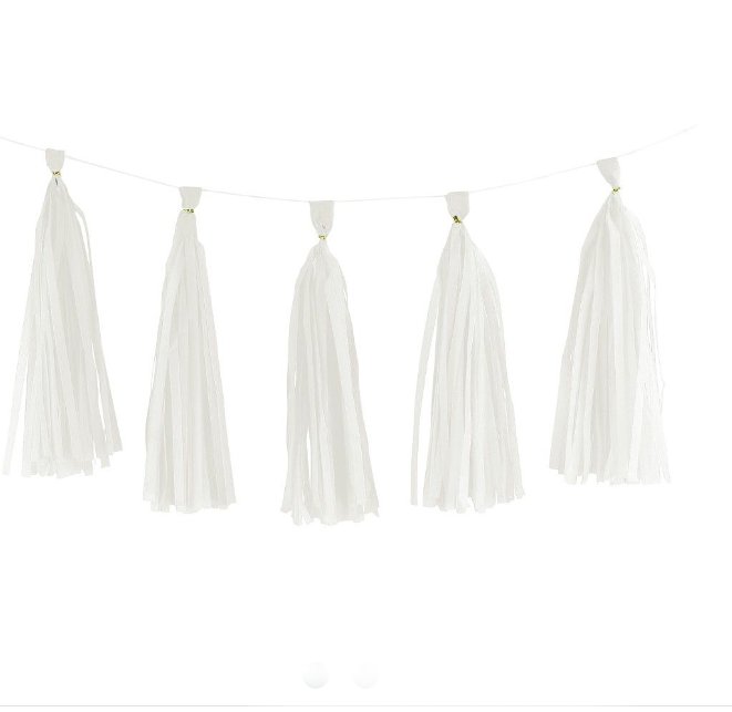 Tassel Girlande, wei - 35cm