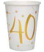 Becher in wei mit Zahl 40, gold