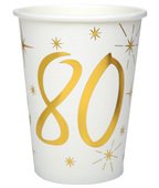 Becher in wei mit Zahl 80, gold