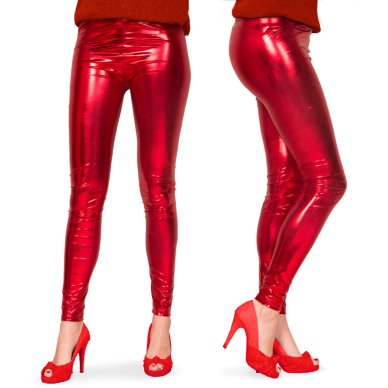 Leggings Metallic-Look Rot - Gre L-XL