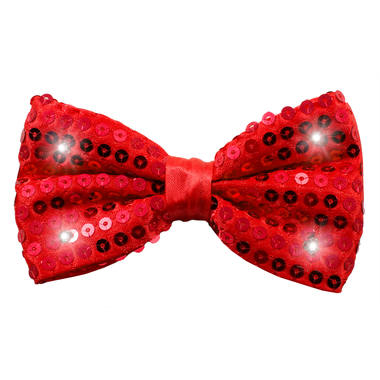 Glitzer Fliege mit Pailletten mit LED, rot