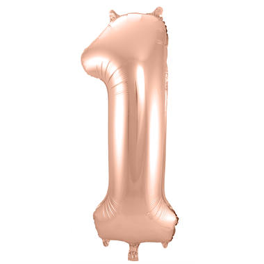 Rosegold Folienballon Zahl 1 - Mae: 86 cm