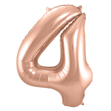 Rosegold Folienballon Zahl 4 - Mae: 86 cm