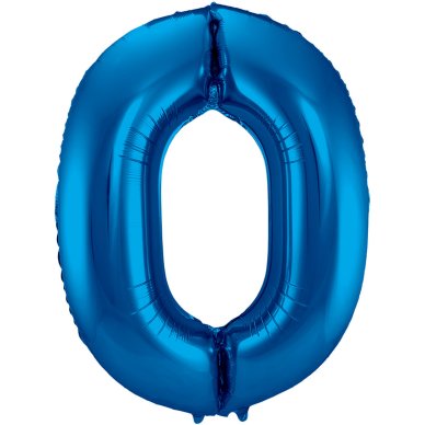Folienballon Zahl 0 Blau - 86 cm