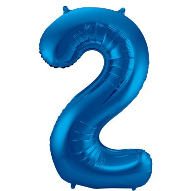 Folienballon Zahl 2 Blau - 86 cm