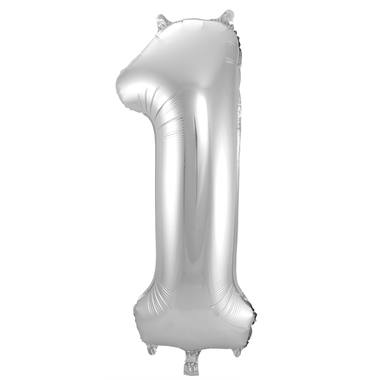Silberner Folienballon Zahl 1 - Mae: 86 cm