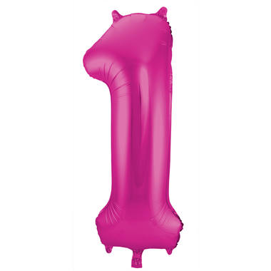 Magenta Folienballon Zahl 1 - Mae: 86 cm