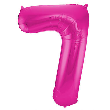 Magenta Folienballon Zahl 7 - Mae: 86 cm